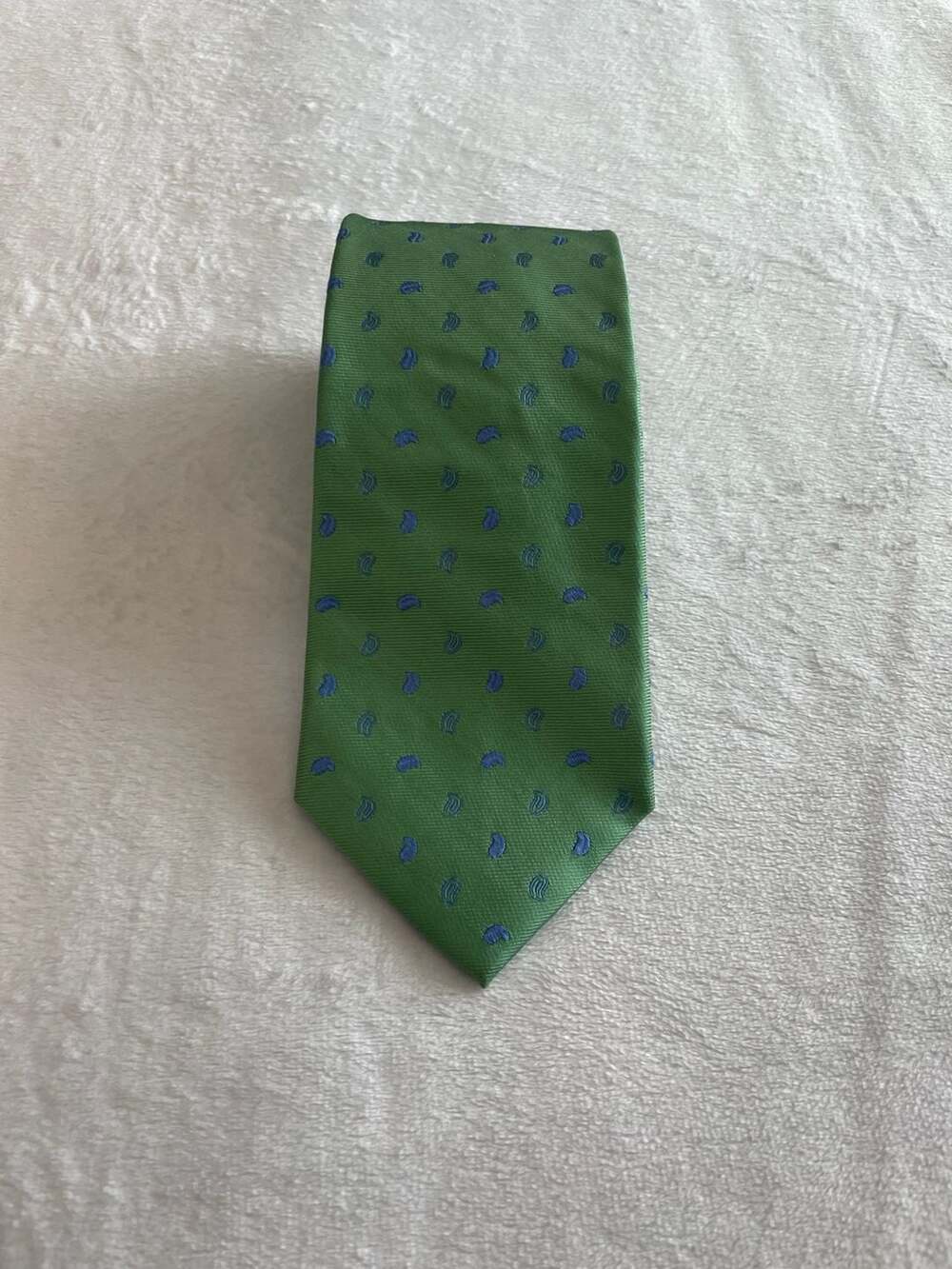 Tom James Executive Collection Silk Tie Green Blue Paisley Dot Necktie Classic